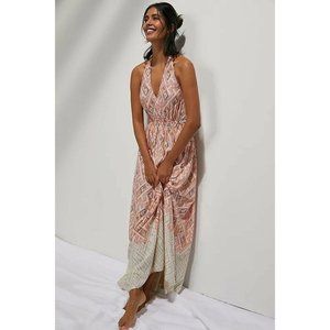 Anthropologie Pink and Cream Maxi Dress